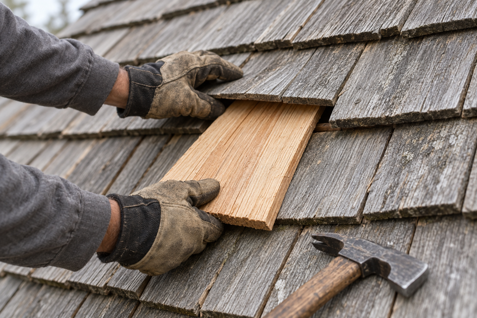 cedar shake roofers replacing split shakes in Meridian
