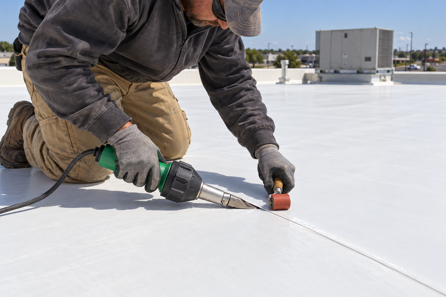 flat roof repair on a TPO roof in Meridian
